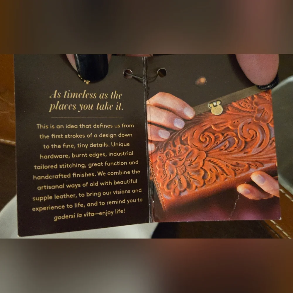 Patricia Nash Brown Embossed Leather Clutch - Picture 9 of 11